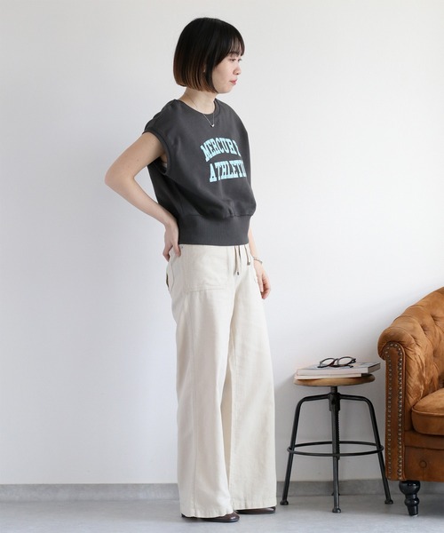 cepo（セポ）の「裏毛ノースリーブスウェットプルオーバー（Tシャツ/カットソー・レディース・チャコール/グレー/オフホワイト・M）」の9枚目の写真