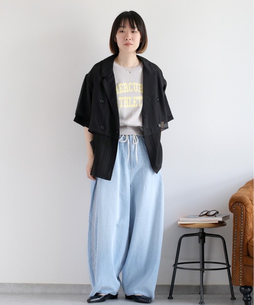 cepo（セポ）の「裏毛ノースリーブスウェットプルオーバー（Tシャツ/カットソー・レディース・チャコール/グレー/オフホワイト・M）」の5枚目の写真