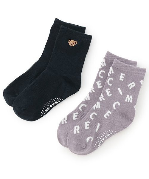 petit main（プティマイン）の「BOYSくま・MERCIソックス2P（ソックス/靴下・キッズ・オフホワイト/ライトブルー/ネイビー・M/L/SS/S）」の3枚目の写真