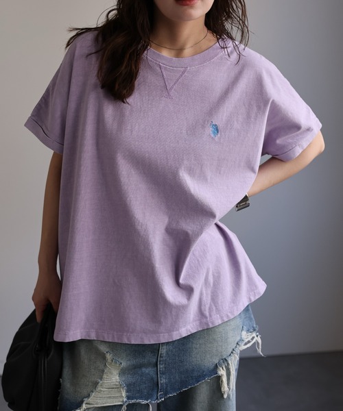 U.S. POLO ASSN.(ユーエスポロアッスン)の「【U.S.POLO ASSN./ユーエスポロアッスン】ピグメントTシャツ《動画あり》(Tシャツ/カットソー・レディース・スミクロ/パープル/ベージュ・MEDIUM/LARGE)」の20枚目の写真