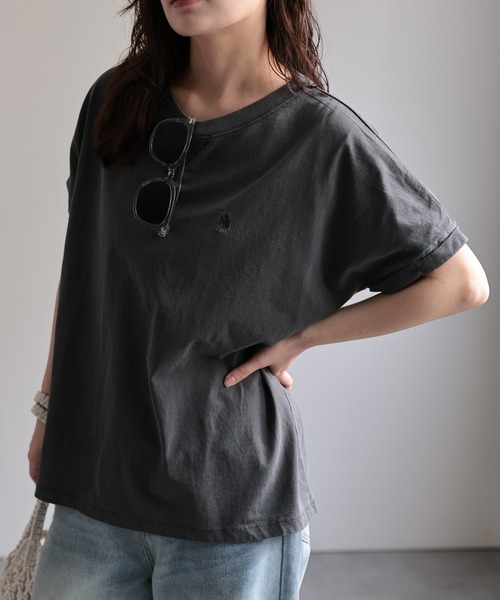 U.S. POLO ASSN.(ユーエスポロアッスン)の「【U.S.POLO ASSN./ユーエスポロアッスン】ピグメントTシャツ《動画あり》(Tシャツ/カットソー・レディース・スミクロ/パープル/ベージュ・MEDIUM/LARGE)」の7枚目の写真