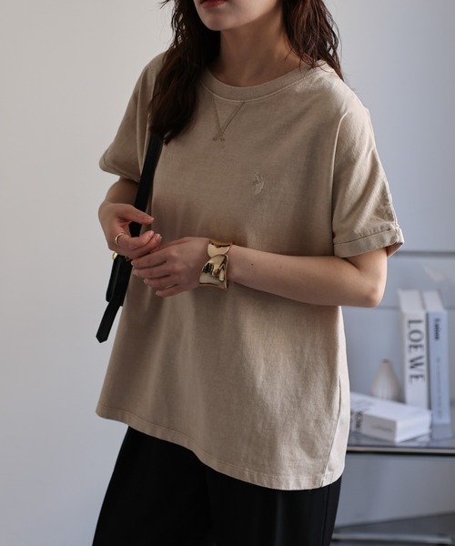 U.S. POLO ASSN.(ユーエスポロアッスン)の「【U.S.POLO ASSN./ユーエスポロアッスン】ピグメントTシャツ《動画あり》(Tシャツ/カットソー・レディース・スミクロ/パープル/ベージュ・MEDIUM/LARGE)」の14枚目の写真