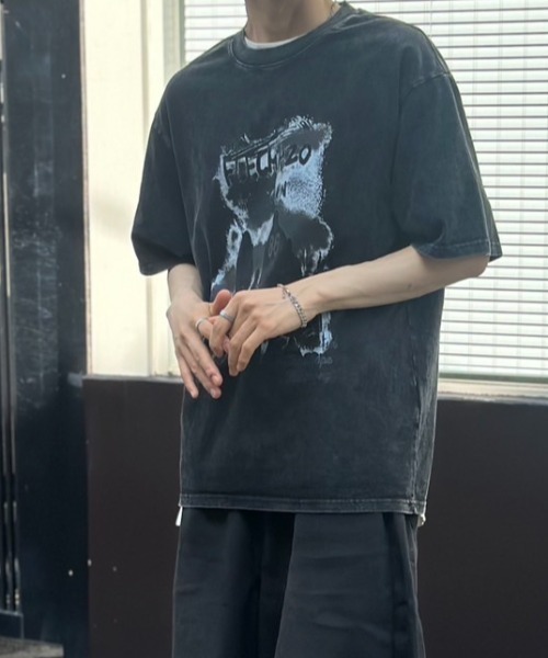 link lot(リンクロット)の「オーバーサイズ ウォッシュ加工 グラフィックTシャツ ピグメントT ナンバリング(Tシャツ/カットソー・メンズ・ベージュ/ブラック・M/L)」の11枚目の写真