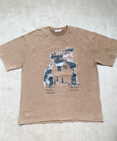 link lot(リンクロット)の「オーバーサイズ ウォッシュ加工 グラフィックTシャツ ピグメントT ナンバリング(Tシャツ/カットソー・メンズ・ベージュ/ブラック・M/L)」の10枚目の写真