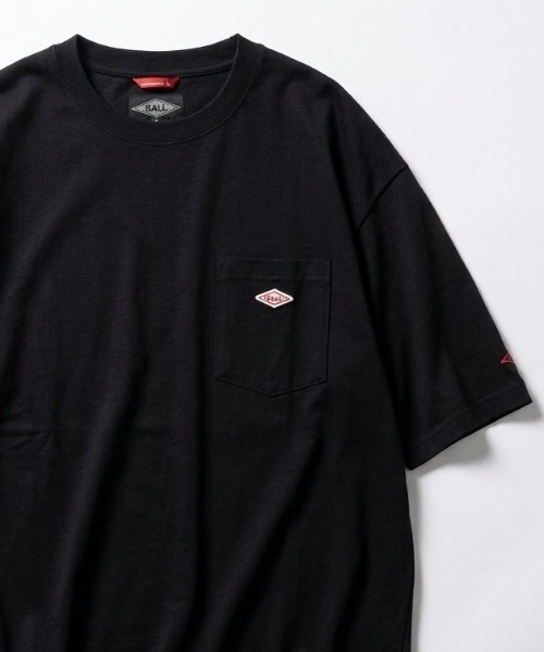 BALL(ボール)の「2026SS BALL/ボール オーバーサイズ ワンポイントロゴワッペン刺繍 ポケット付き 無地Tシャツ レディース メンズ(Tシャツ/カットソー・メンズ・サックスブルー/アッシュグレー/ホワイト/グリーン/チャコール/ブラック/モカ・M/L/LL)」の2枚目の写真