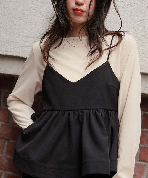 titivate（ティティベイト）の「シアーベロアロングTシャツ（Tシャツ/カットソー・レディース・ピンク/ブラウン/ネイビー/アイボリー/グレイッシュベージュ/ブラック・L/M/S）」の2枚目の写真