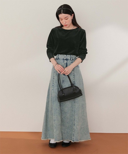 titivate（ティティベイト）の「シアーベロアロングTシャツ（Tシャツ/カットソー・レディース・ピンク/ブラウン/ネイビー/アイボリー/グレイッシュベージュ/ブラック・L/M/S）」の14枚目の写真