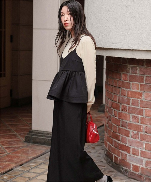 titivate（ティティベイト）の「シアーベロアロングTシャツ（Tシャツ/カットソー・レディース・ピンク/ブラウン/ネイビー/アイボリー/グレイッシュベージュ/ブラック・L/M/S）」の8枚目の写真