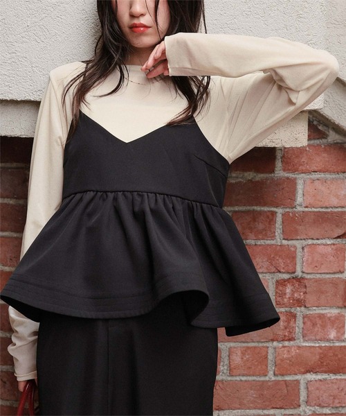 titivate（ティティベイト）の「シアーベロアロングTシャツ（Tシャツ/カットソー・レディース・ピンク/ブラウン/ネイビー/アイボリー/グレイッシュベージュ/ブラック・L/M/S）」の9枚目の写真