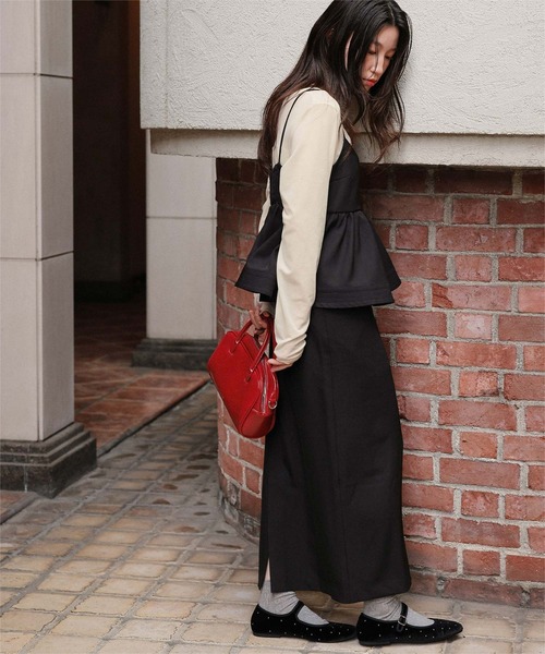 titivate（ティティベイト）の「シアーベロアロングTシャツ（Tシャツ/カットソー・レディース・ピンク/ブラウン/ネイビー/アイボリー/グレイッシュベージュ/ブラック・L/M/S）」の11枚目の写真