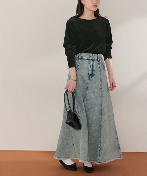 titivate（ティティベイト）の「シアーベロアロングTシャツ（Tシャツ/カットソー・レディース・ピンク/ブラウン/ネイビー/アイボリー/グレイッシュベージュ/ブラック・L/M/S）」の18枚目の写真