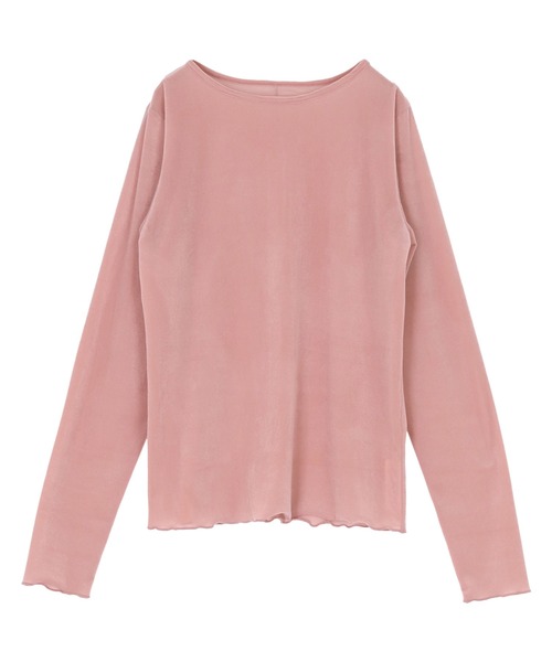 titivate(ティティベイト)の「シアーベロアロングTシャツ(Tシャツ/カットソー・レディース・ピンク/ブラウン/ネイビー/アイボリー/グレイッシュベージュ/ブラック/ブラック系その他/ライトブルー/ドット・L/M/S)」の15枚目の写真