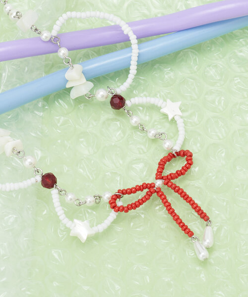 CIAOPANIC（チャオパニック）の「リボンビーズネックレス（ネックレス・レディース・オフホワイト・FREE）」の5枚目の写真