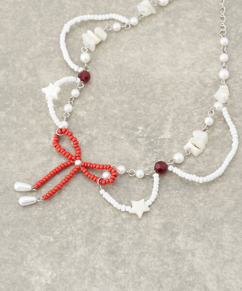 CIAOPANIC（チャオパニック）の「リボンビーズネックレス（ネックレス・レディース・オフホワイト・FREE）」の7枚目の写真