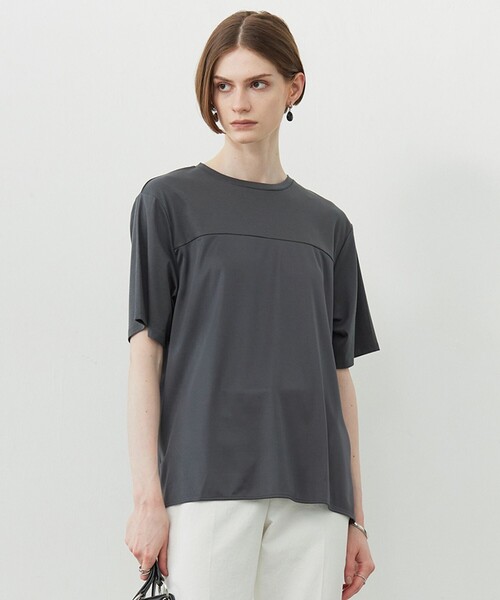 ICB(アイシービー)の「シルケットスムースコンビ Tブラウスカットソー(Tシャツ/カットソー・レディース・ブラック系/グレー系/アイボリー系・LARGE/X-LARGE)」の2枚目の写真