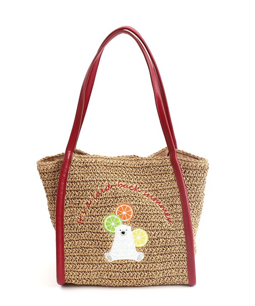 COOCO(クーコ)の「アニマル刺繍ペーパーバッグ(かごバッグ・レディース・ナチュラル/グレー系/キャメル・FREE)」の3枚目の写真