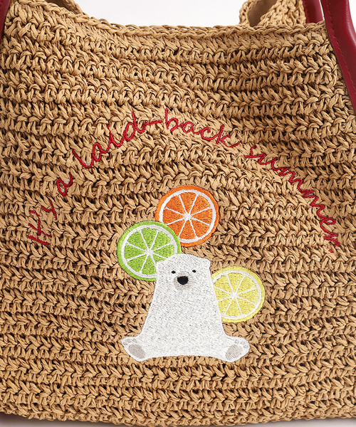 COOCO(クーコ)の「アニマル刺繍ペーパーバッグ(かごバッグ・レディース・ナチュラル/グレー系/キャメル・FREE)」の20枚目の写真