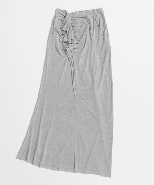MAISON SPECIAL(メゾンスペシャル)の「Ruffled Draped Maxi Skirt/フリルドレープマキシスカート■セットアップ対応■(スカート・レディース・ライトグレー/チャコールグレー/ピンク・36/38)」の12枚目の写真