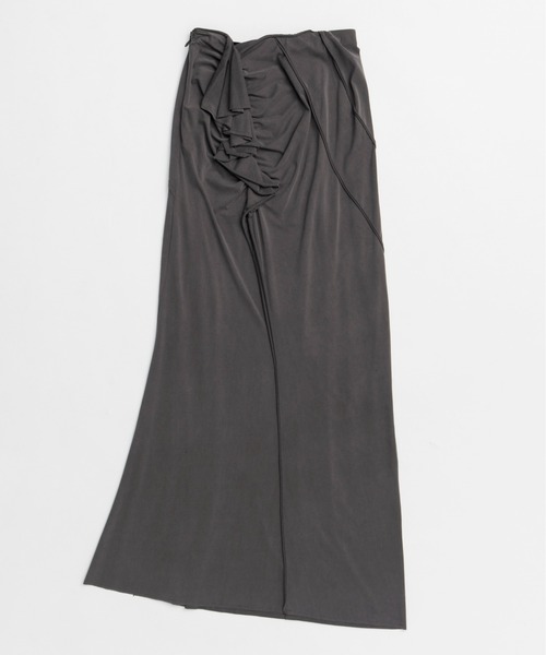 セール】Ruffled Draped Maxi Skirt/フリルドレープマキシ