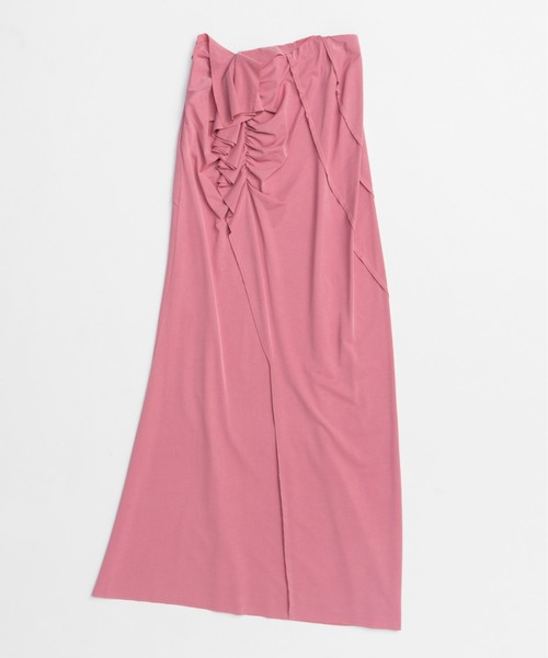 MAISON SPECIAL(メゾンスペシャル)の「Ruffled Draped Maxi Skirt/フリルドレープマキシスカート■セットアップ対応■(スカート・レディース・ライトグレー/チャコールグレー/ピンク・36/38)」の14枚目の写真