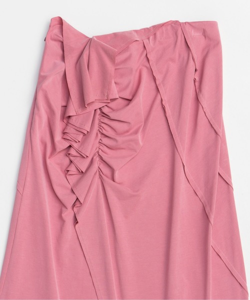 MAISON SPECIAL(メゾンスペシャル)の「Ruffled Draped Maxi Skirt/フリルドレープマキシスカート■セットアップ対応■(スカート・レディース・ライトグレー/チャコールグレー/ピンク・36/38)」の15枚目の写真