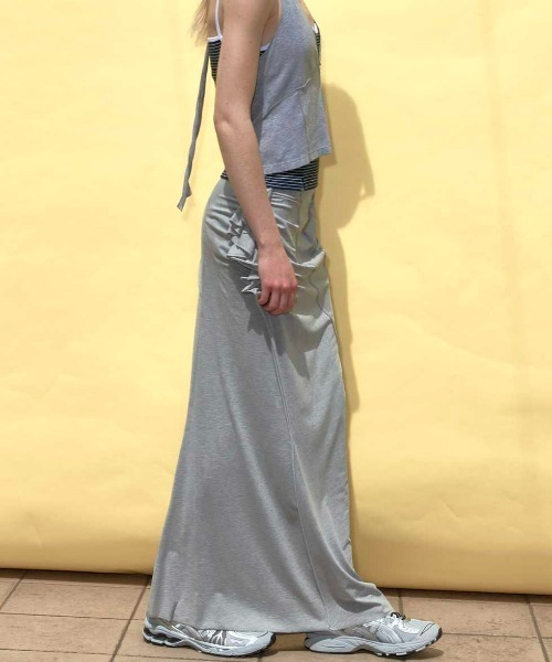 MAISON SPECIAL(メゾンスペシャル)の「Ruffled Draped Maxi Skirt/フリルドレープマキシスカート■セットアップ対応■(スカート・レディース・ライトグレー/チャコールグレー/ピンク・36/38)」の8枚目の写真
