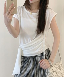 ウエスト切替サイドリボンTシャツ