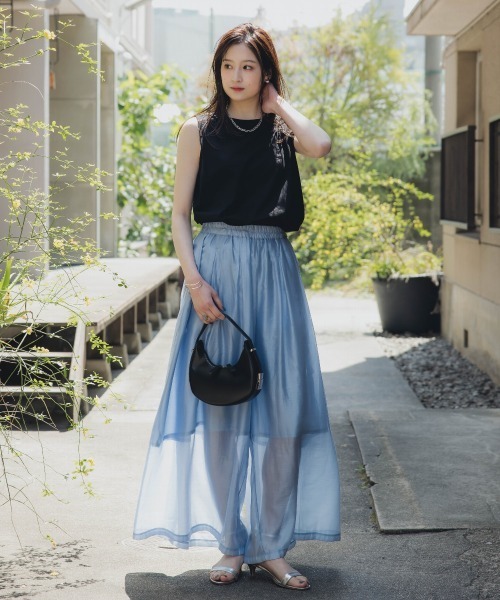 slattgir(スラットジール)の「高身長 シャイニーシアーワイドパンツ(トールサイズ)Essenave(その他パンツ・レディース・ブルー/グレー・T5L/T4L/T3L/TLL/TM/TL)」の3枚目の写真
