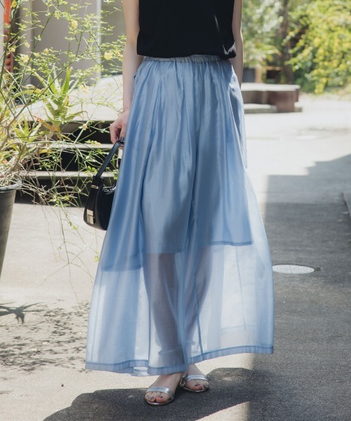 slattgir(スラットジール)の「高身長 シャイニーシアーワイドパンツ(トールサイズ)Essenave(その他パンツ・レディース・ブルー/グレー・T5L/T4L/T3L/TLL/TM/TL)」の5枚目の写真