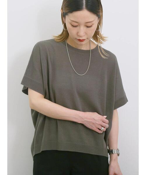 Samansa Mos2 blue（サマンサモスモスブルー）の「【マシンウォッシャブル】麻タッチニットプルオーバー（ニット/セーター・レディース・チャコールグレー/ネイビー/キナリ・F）」の2枚目の写真