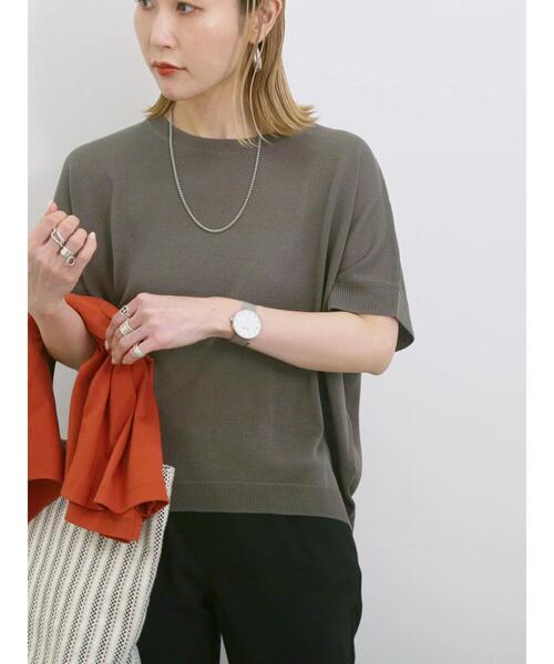 Samansa Mos2 blue（サマンサモスモスブルー）の「【マシンウォッシャブル】麻タッチニットプルオーバー（ニット/セーター・レディース・チャコールグレー/ネイビー/キナリ・F）」の4枚目の写真