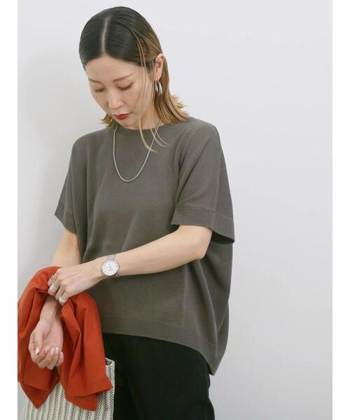 Samansa Mos2 blue（サマンサモスモスブルー）の「【マシンウォッシャブル】麻タッチニットプルオーバー（ニット/セーター・レディース・チャコールグレー/ネイビー/キナリ・F）」の5枚目の写真