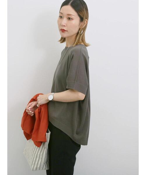 Samansa Mos2 blue（サマンサモスモスブルー）の「【マシンウォッシャブル】麻タッチニットプルオーバー（ニット/セーター・レディース・チャコールグレー/ネイビー/キナリ・F）」の6枚目の写真