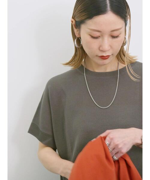 Samansa Mos2 blue（サマンサモスモスブルー）の「【マシンウォッシャブル】麻タッチニットプルオーバー（ニット/セーター・レディース・チャコールグレー/ネイビー/キナリ・F）」の8枚目の写真