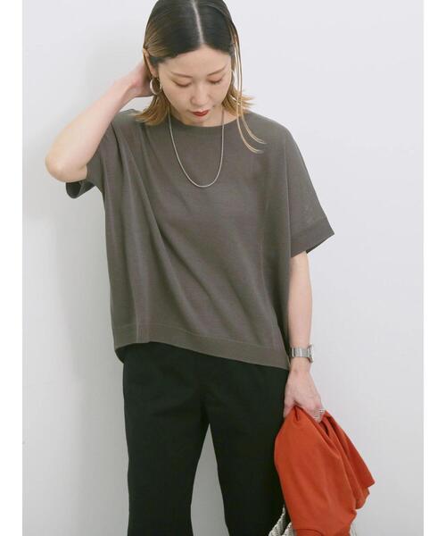 Samansa Mos2 blue（サマンサモスモスブルー）の「【マシンウォッシャブル】麻タッチニットプルオーバー（ニット/セーター・レディース・チャコールグレー/ネイビー/キナリ・F）」の9枚目の写真