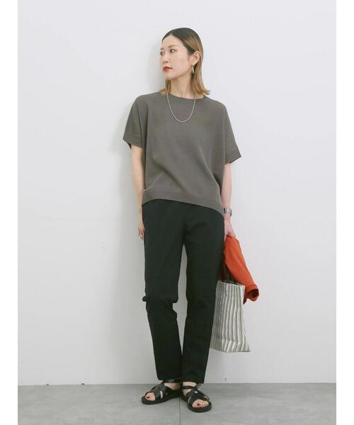 Samansa Mos2 blue（サマンサモスモスブルー）の「【マシンウォッシャブル】麻タッチニットプルオーバー（ニット/セーター・レディース・チャコールグレー/ネイビー/キナリ・F）」の10枚目の写真