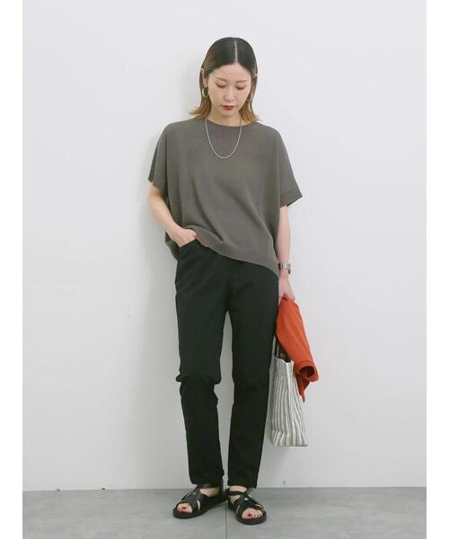 Samansa Mos2 blue（サマンサモスモスブルー）の「【マシンウォッシャブル】麻タッチニットプルオーバー（ニット/セーター・レディース・チャコールグレー/ネイビー/キナリ・F）」の12枚目の写真