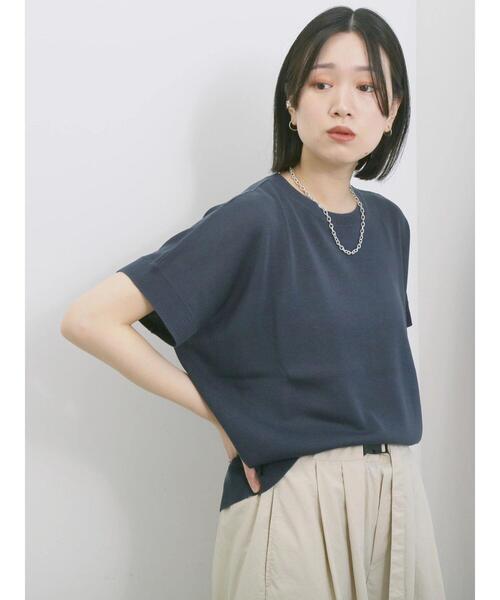 Samansa Mos2 blue（サマンサモスモスブルー）の「【マシンウォッシャブル】麻タッチニットプルオーバー（ニット/セーター・レディース・チャコールグレー/ネイビー/キナリ・F）」の13枚目の写真