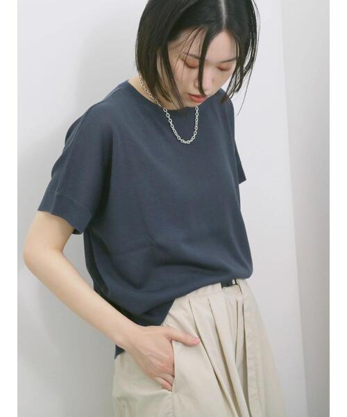 Samansa Mos2 blue（サマンサモスモスブルー）の「【マシンウォッシャブル】麻タッチニットプルオーバー（ニット/セーター・レディース・チャコールグレー/ネイビー/キナリ・F）」の14枚目の写真