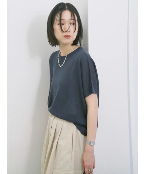 Samansa Mos2 blue（サマンサモスモスブルー）の「【マシンウォッシャブル】麻タッチニットプルオーバー（ニット/セーター・レディース・チャコールグレー/ネイビー/キナリ・F）」の16枚目の写真