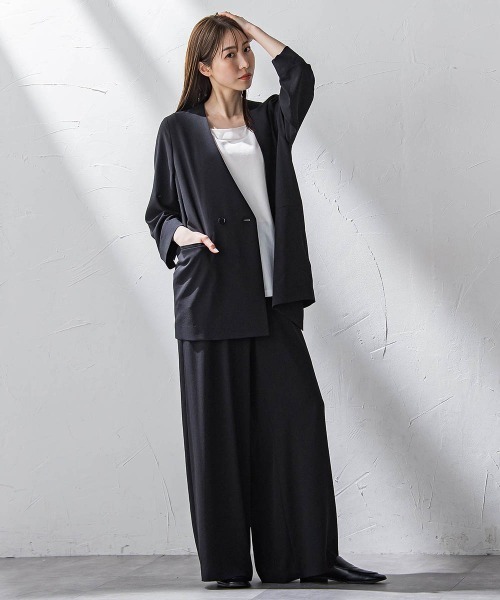 la.f…(ラエフ)の「キレリジャケット≪手洗い可能≫(ノーカラージャケット・レディース・ブラック/キャメル/チャコールグレー・9号/11号/7号)」の11枚目の写真