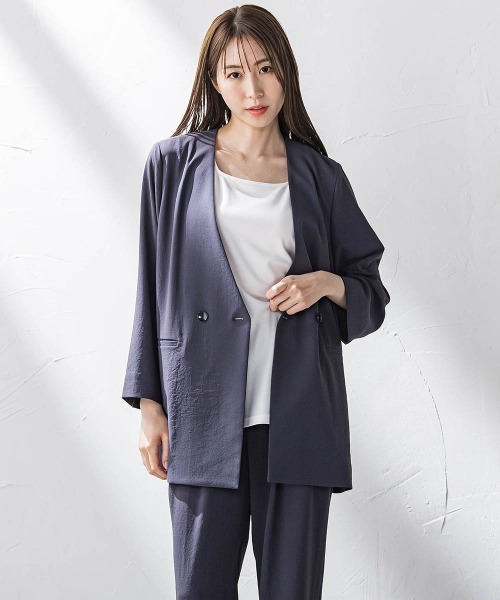 la.f…(ラエフ)の「キレリジャケット≪手洗い可能≫(ノーカラージャケット・レディース・ブラック/キャメル/チャコールグレー・9号/11号/7号)」の14枚目の写真
