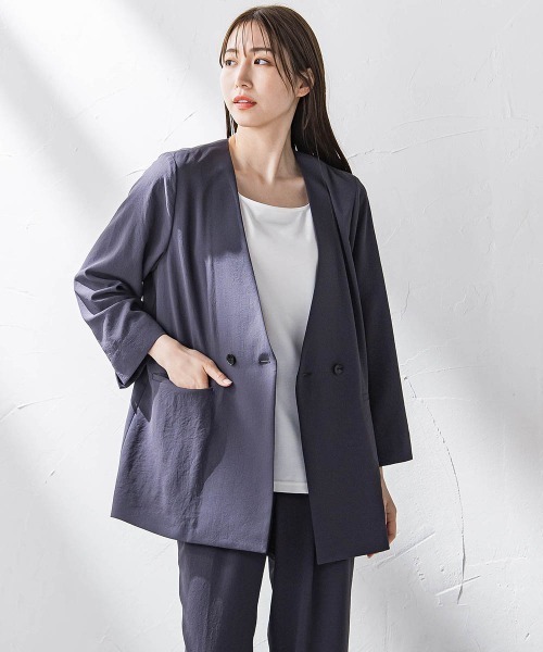 la.f…(ラエフ)の「キレリジャケット≪手洗い可能≫(ノーカラージャケット・レディース・ブラック/キャメル/チャコールグレー・9号/11号/7号)」の17枚目の写真