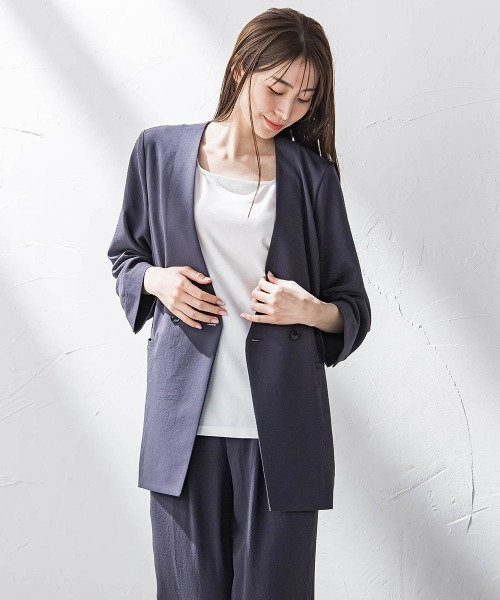 la.f…(ラエフ)の「キレリジャケット≪手洗い可能≫(ノーカラージャケット・レディース・ブラック/キャメル/チャコールグレー・9号/11号/7号)」の18枚目の写真