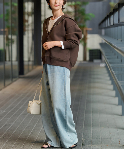 JOURNAL STANDARD relume（ジャーナルスタンダード　レリューム）の「フーディーコンパクトブルゾン（パーカー・レディース・ブラウン/アイボリー/チャコールグレー・FREE）」の13枚目の写真