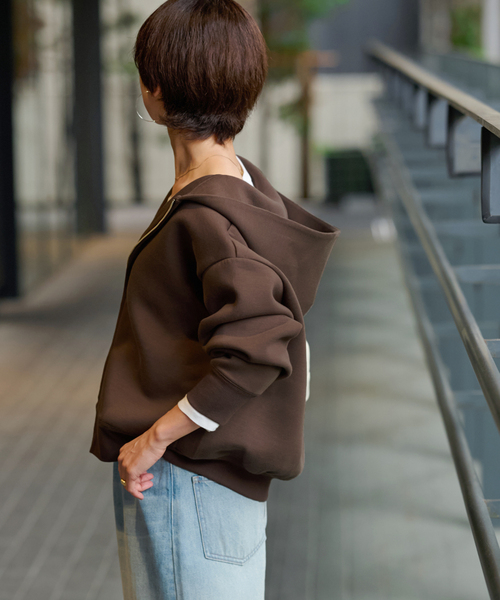 JOURNAL STANDARD relume（ジャーナルスタンダード　レリューム）の「フーディーコンパクトブルゾン（パーカー・レディース・ブラウン/アイボリー/チャコールグレー・FREE）」の14枚目の写真