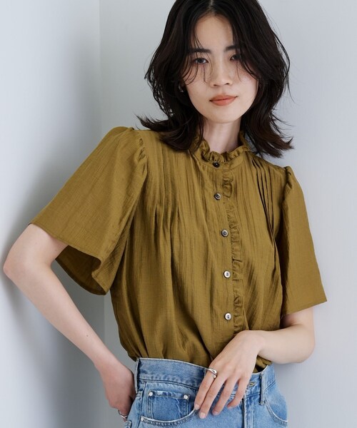 GALLEST（ギャレスト）の「フレアスリーブブラウス（シャツ/ブラウス・レディース・ブラック/カーキ/ホワイト・38）」の3枚目の写真