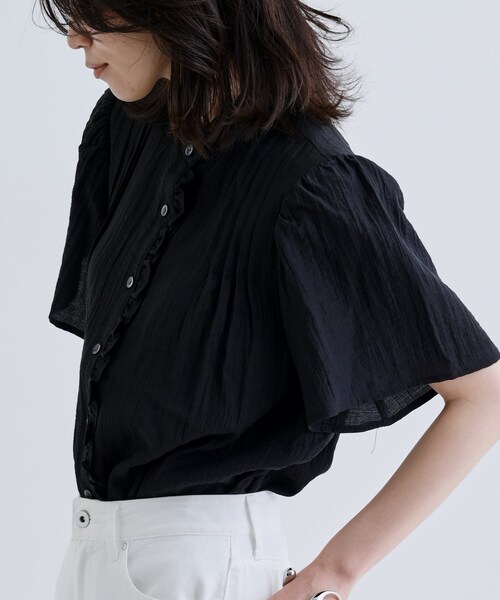 GALLEST（ギャレスト）の「フレアスリーブブラウス（シャツ/ブラウス・レディース・ブラック/カーキ/ホワイト・38）」の7枚目の写真