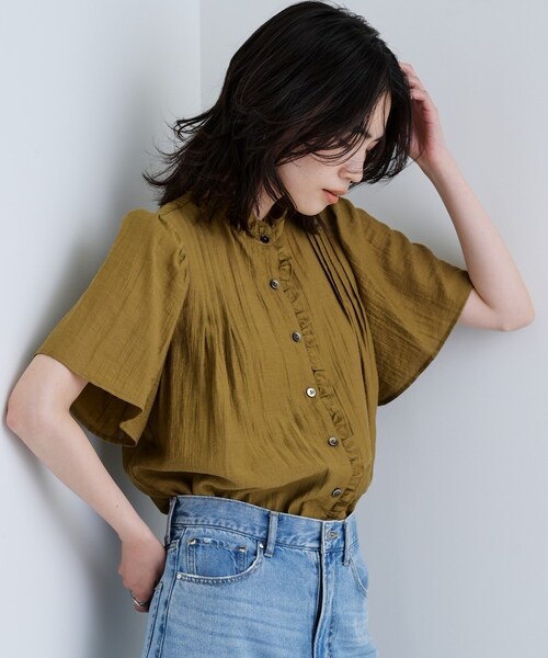 GALLEST（ギャレスト）の「フレアスリーブブラウス（シャツ/ブラウス・レディース・ブラック/カーキ/ホワイト・38）」の21枚目の写真