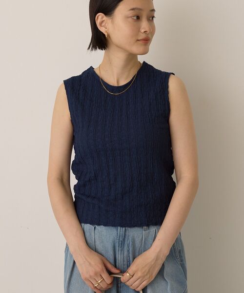 AMERICAN HOLIC(アメリカンホリック)の「フクレジャガードノースリーブトップス(Tシャツ/カットソー・レディース・ブラック/ネイビー/ピンク/オフホワイト・L/M)」の6枚目の写真